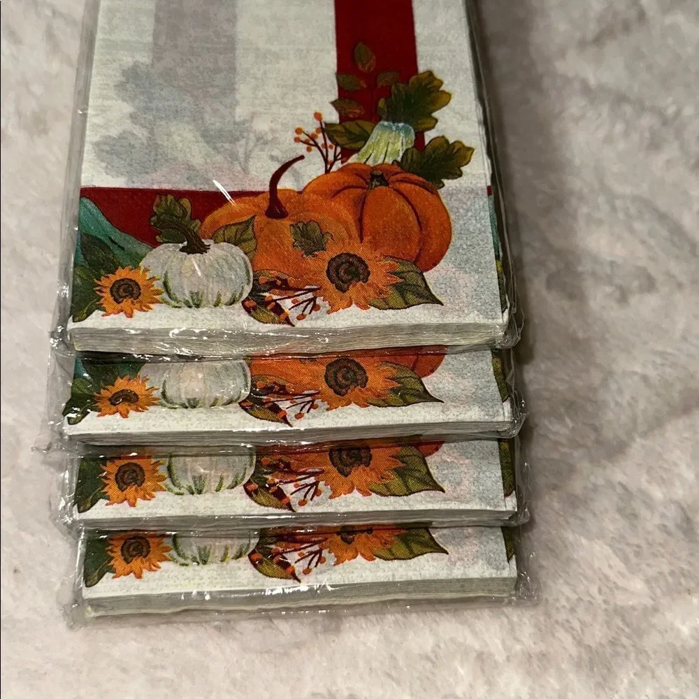 Greenbrier Thanksgiving Harvest Fall Guest Shaped Napkins 14 x 4 packs